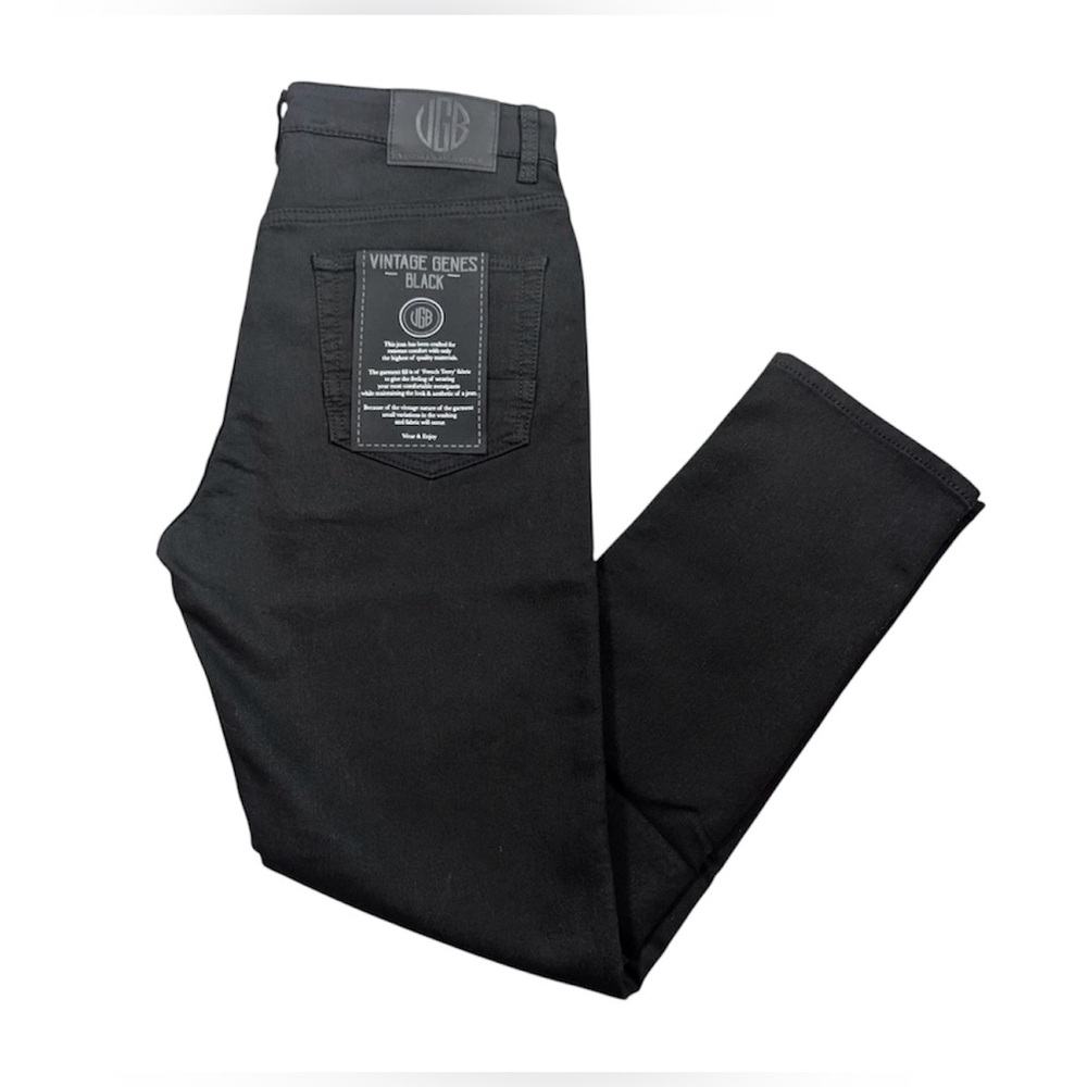 VGB Vintage Genes Black Slim Fit Comfort French Terry Denim Jeans Mens 34x30 NWT